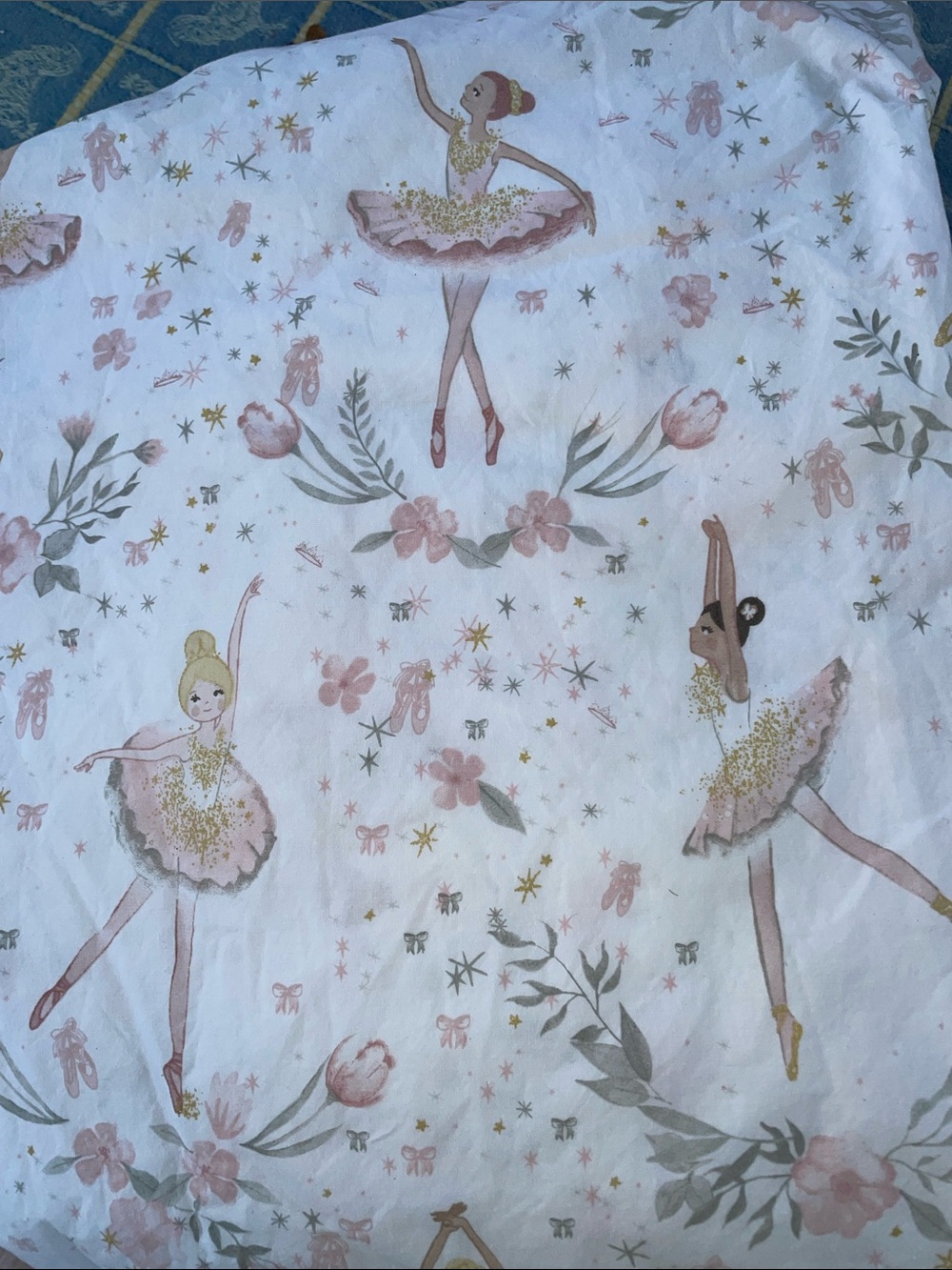 Pottery Barn Ballet Dancers Pink & White organic Cotton Bedding Cover Twin size